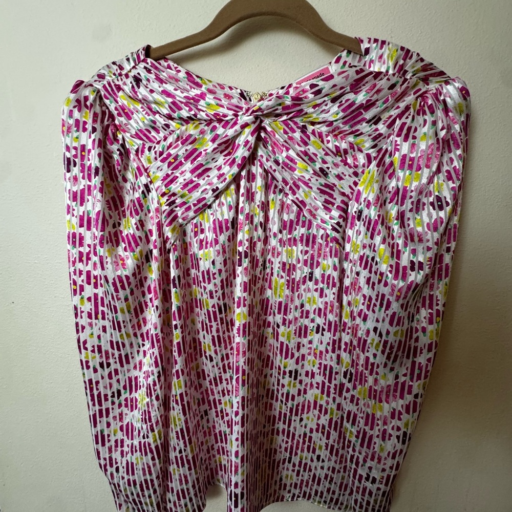 Kate Spade Pink and White Patterned Blouse size S